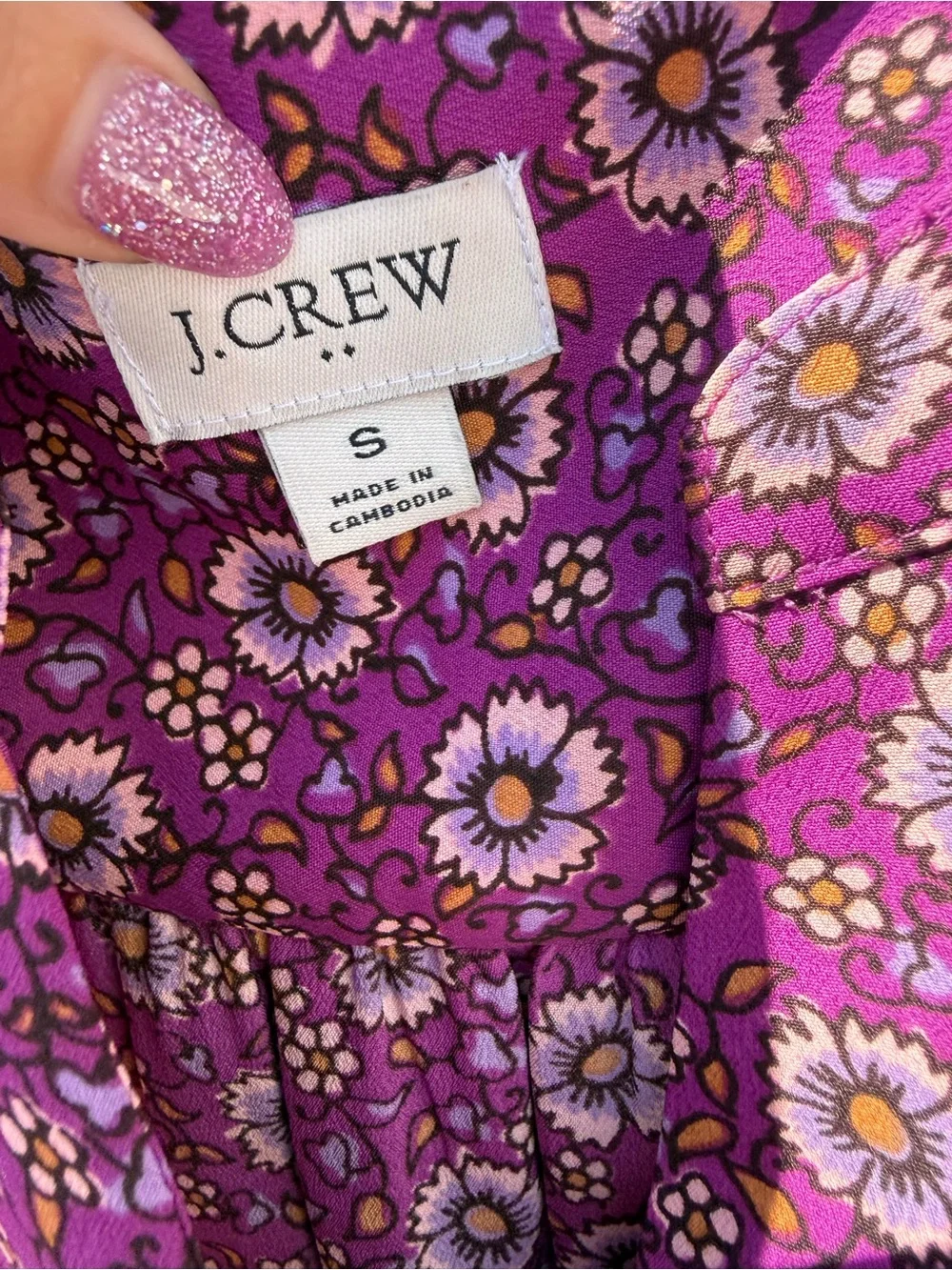 J. Crew Ditsy Floral Pink Purple Blouse
